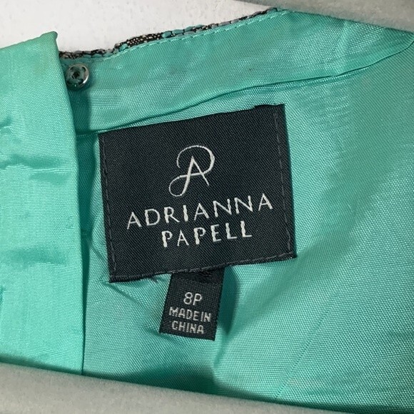 Adrianna Papell Jacquard Textured Beaded Embroidered Shift Dress Sz 8P Petite - Picture 9 of 11